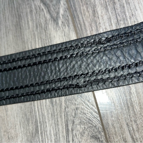 Chico’s black woven thread leather boho 90’s belt silver buckle Size Small - Picture 8 of 12